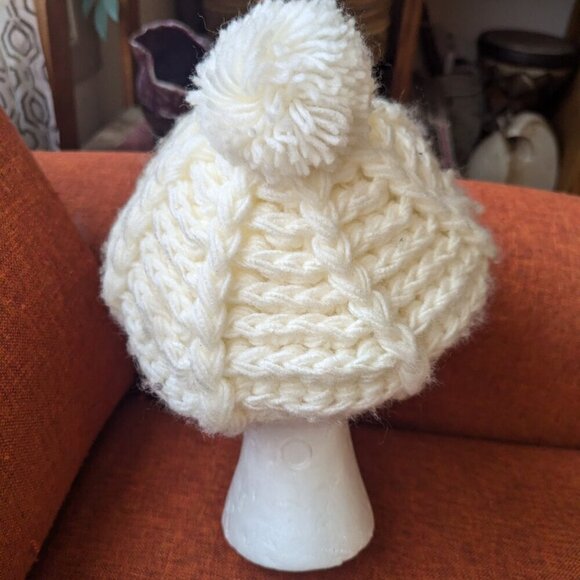 Vintage Fiddler Newsboy Pageboy Knit Hat Cadet Brim Pom Pom Boho - Picture 5 of 8